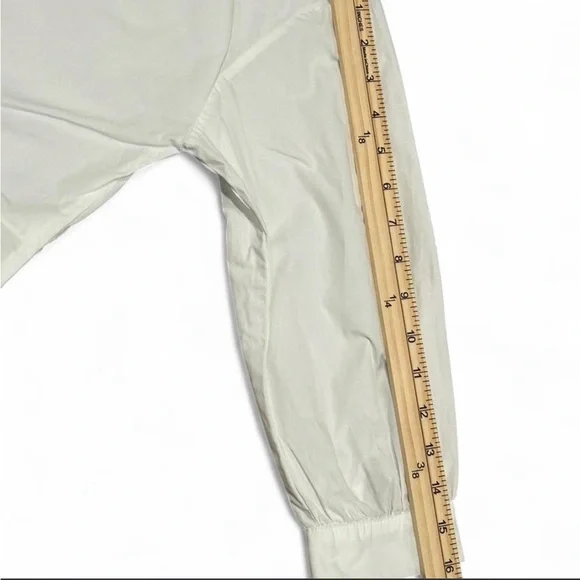 ZARA Poplin Ruffle 3/4 Long Sleeve Button Up Blouse | White | Size 10 - Picture 8 of 8